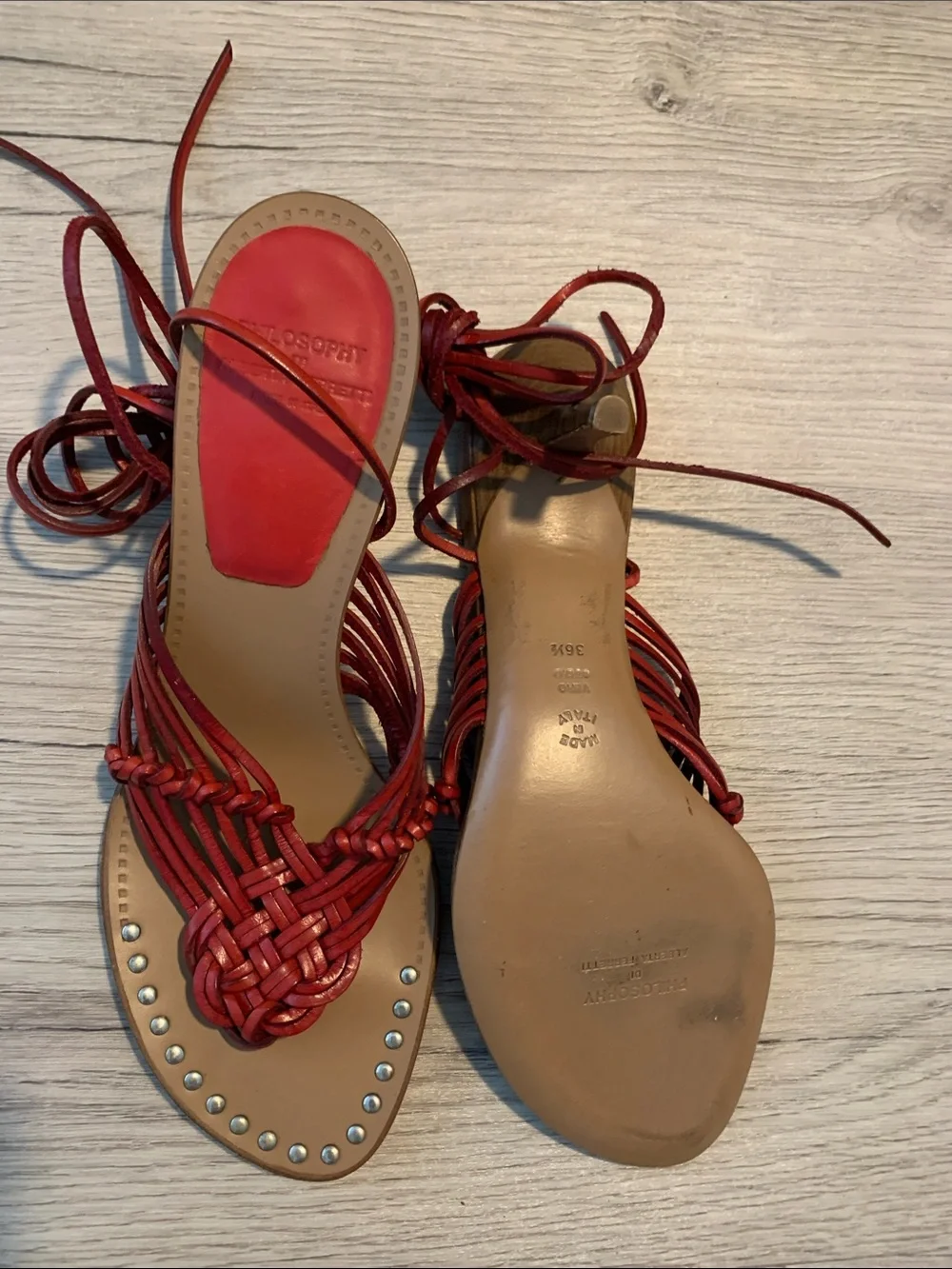 Philosophy DI Alberta Ferretti Red strappy Heeled Sandals size 6.5